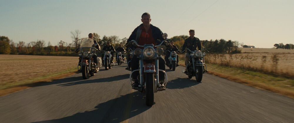 Frame grab from The Bikeriders, cinematography by Adam Stone